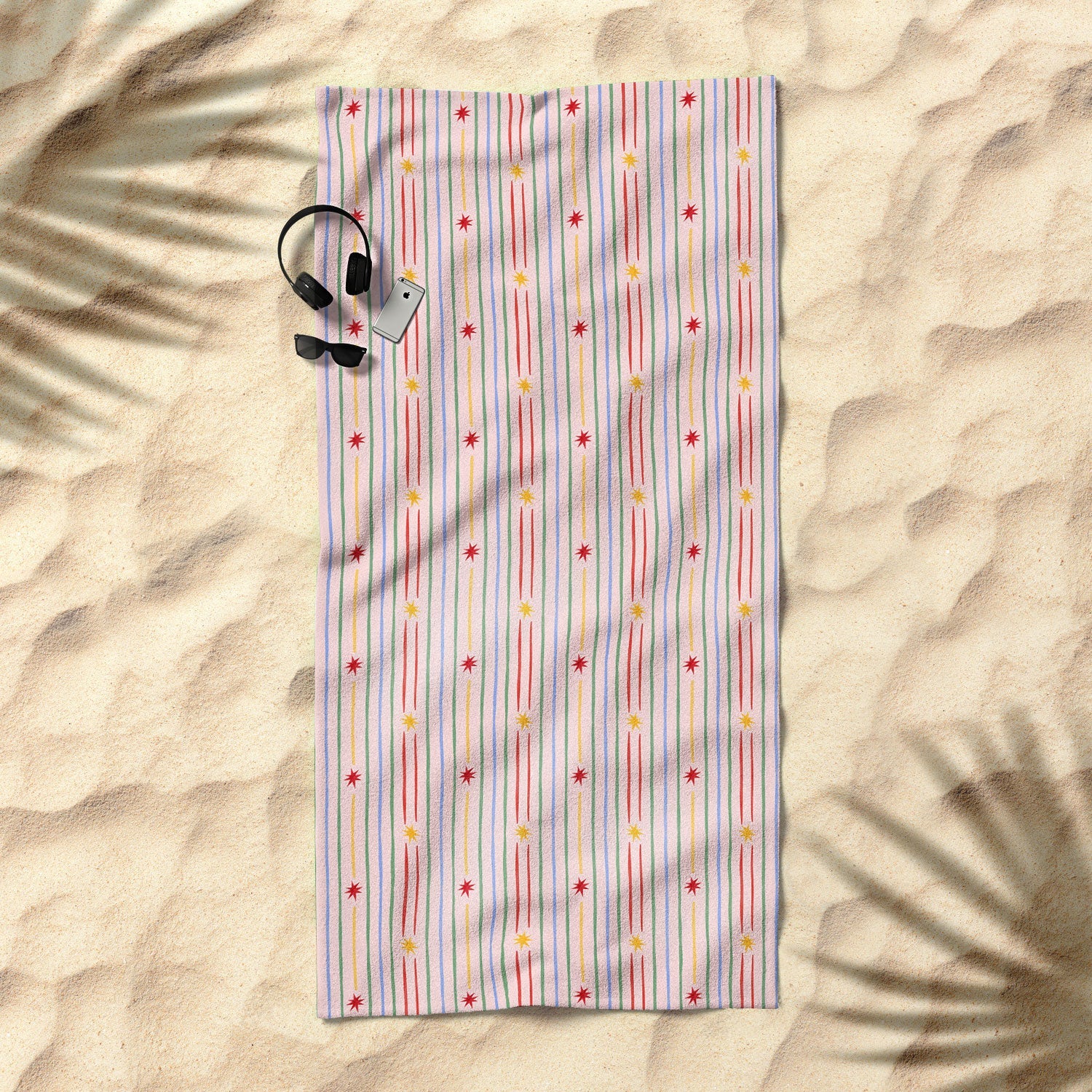 Love_Ryming Festive Starry Stripes Beach Towel