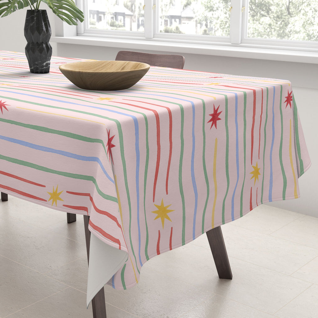 Love_Ryming Festive Starry Stripes Tablecloth