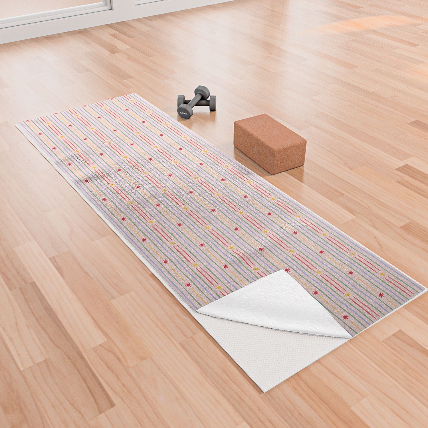 Love_Ryming Festive Starry Stripes Yoga Towel
