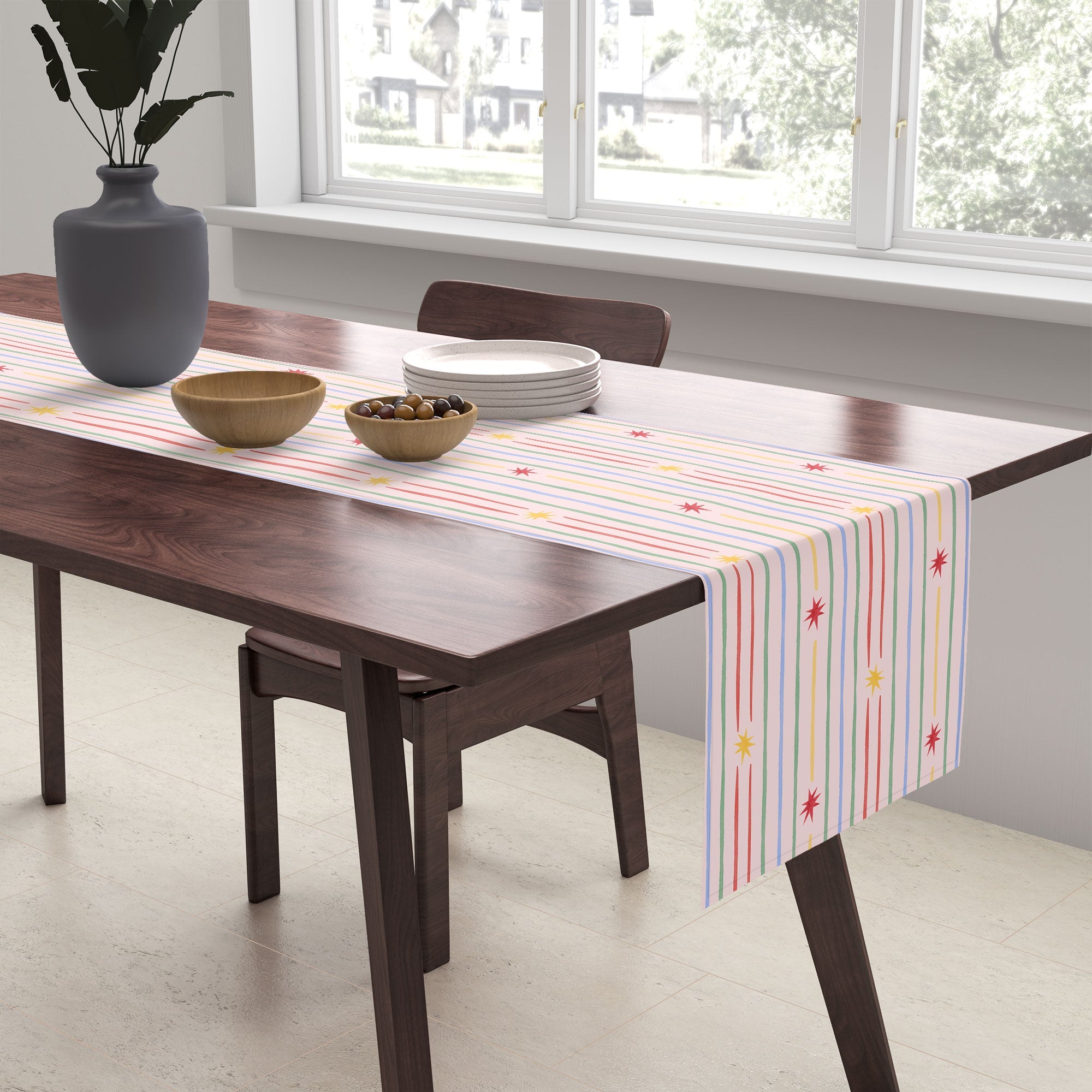 Love_Ryming Festive Starry Stripes Table Runner