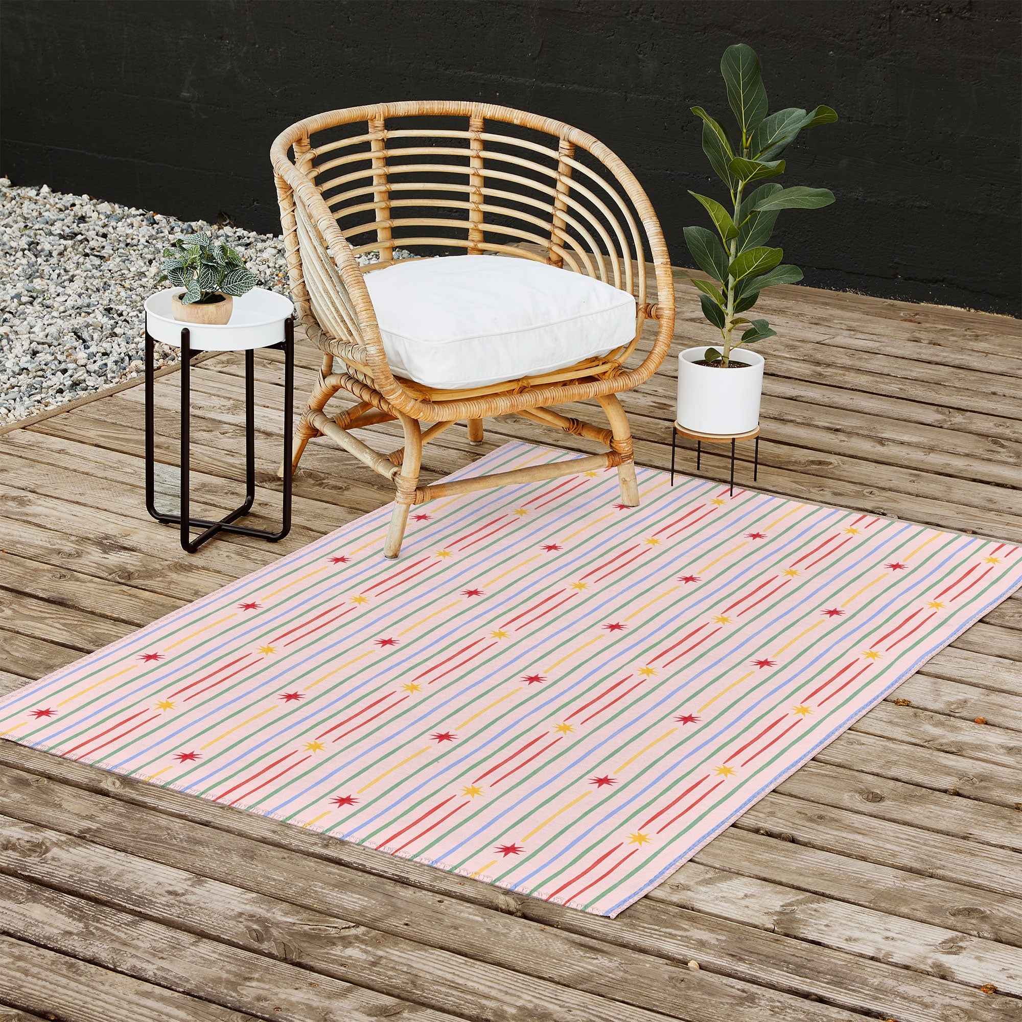 Love_Ryming Festive Starry Stripes Outdoor Rug