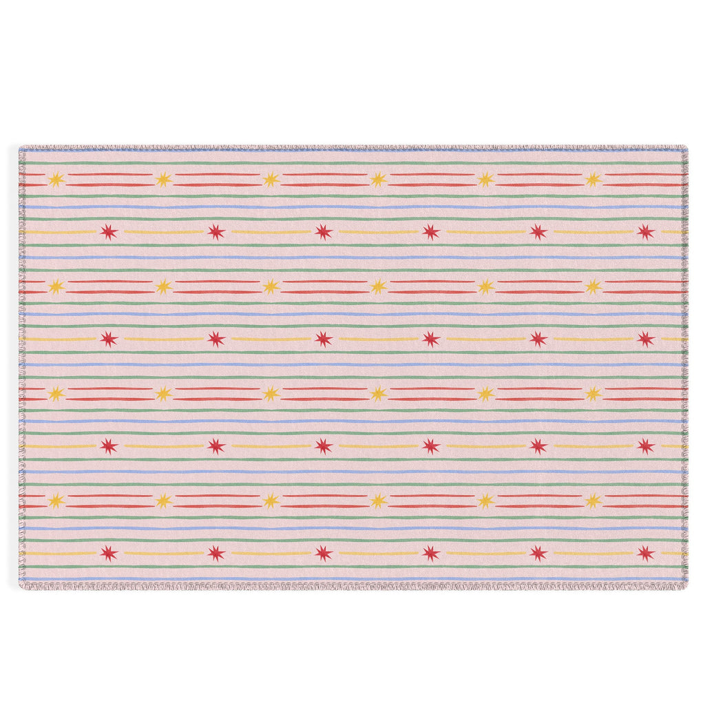 Love_Ryming Festive Starry Stripes Outdoor Rug