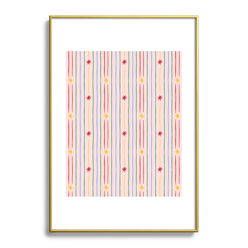 Love_Ryming Festive Starry Stripes Metal Framed Art Print
