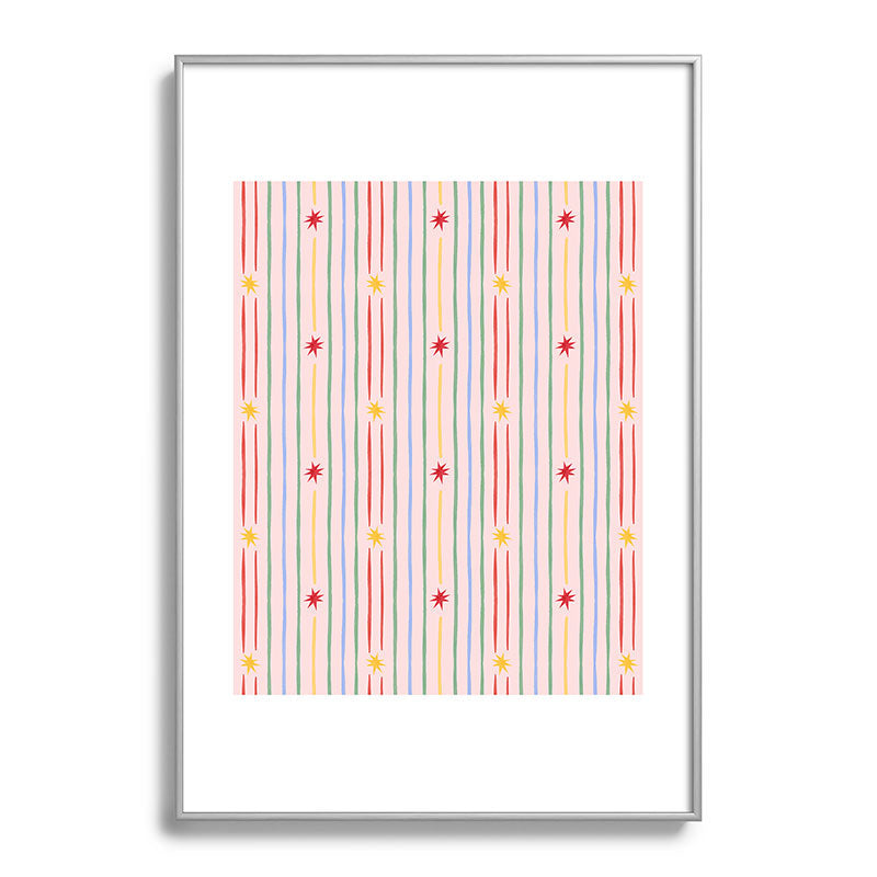 Love_Ryming Festive Starry Stripes Metal Framed Art Print