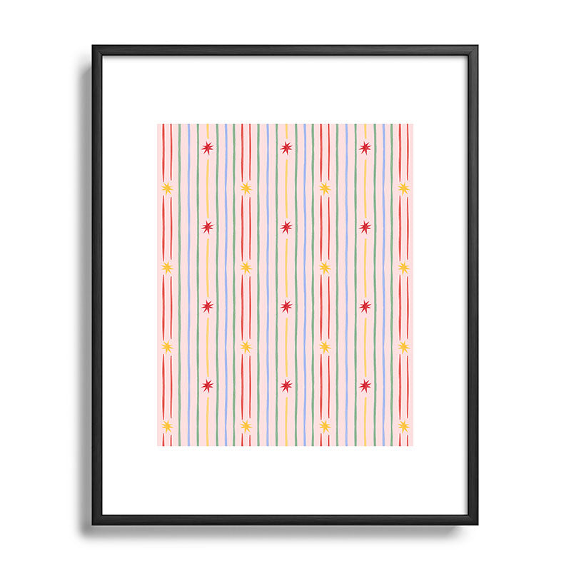 Love_Ryming Festive Starry Stripes Metal Framed Art Print