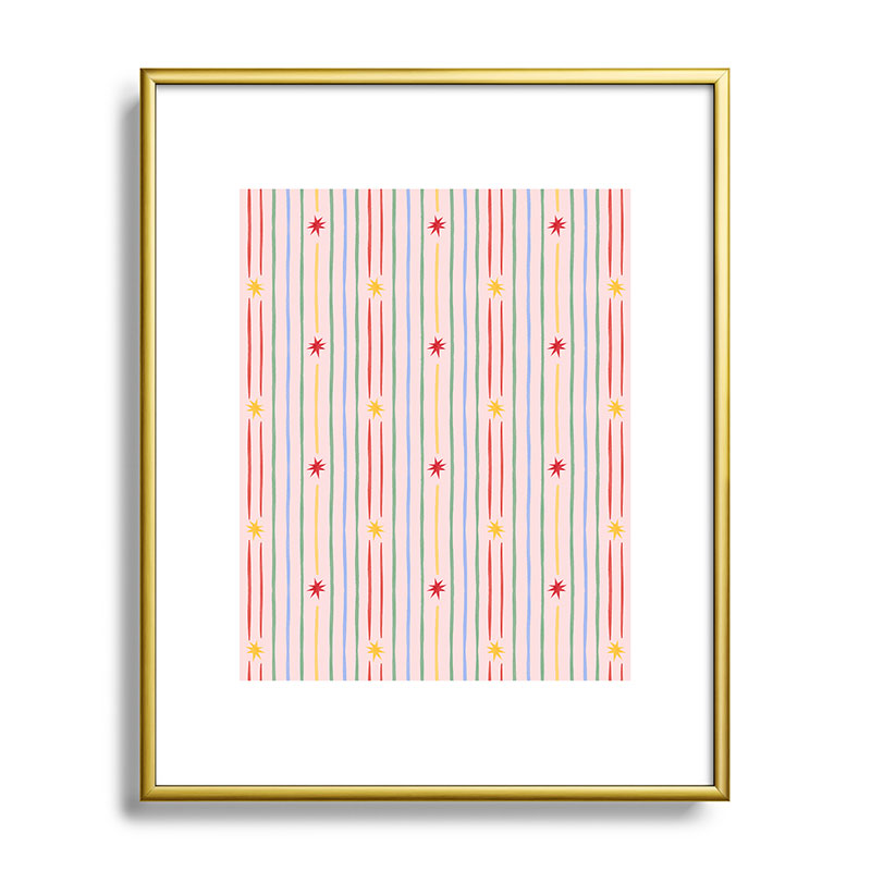 Love_Ryming Festive Starry Stripes Metal Framed Art Print