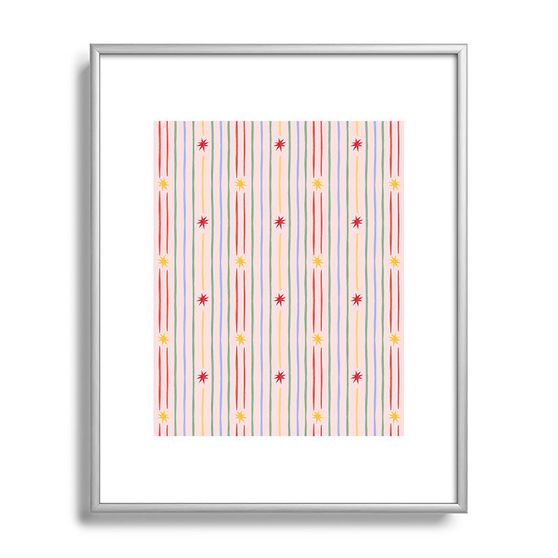 Love_Ryming Festive Starry Stripes Metal Framed Art Print