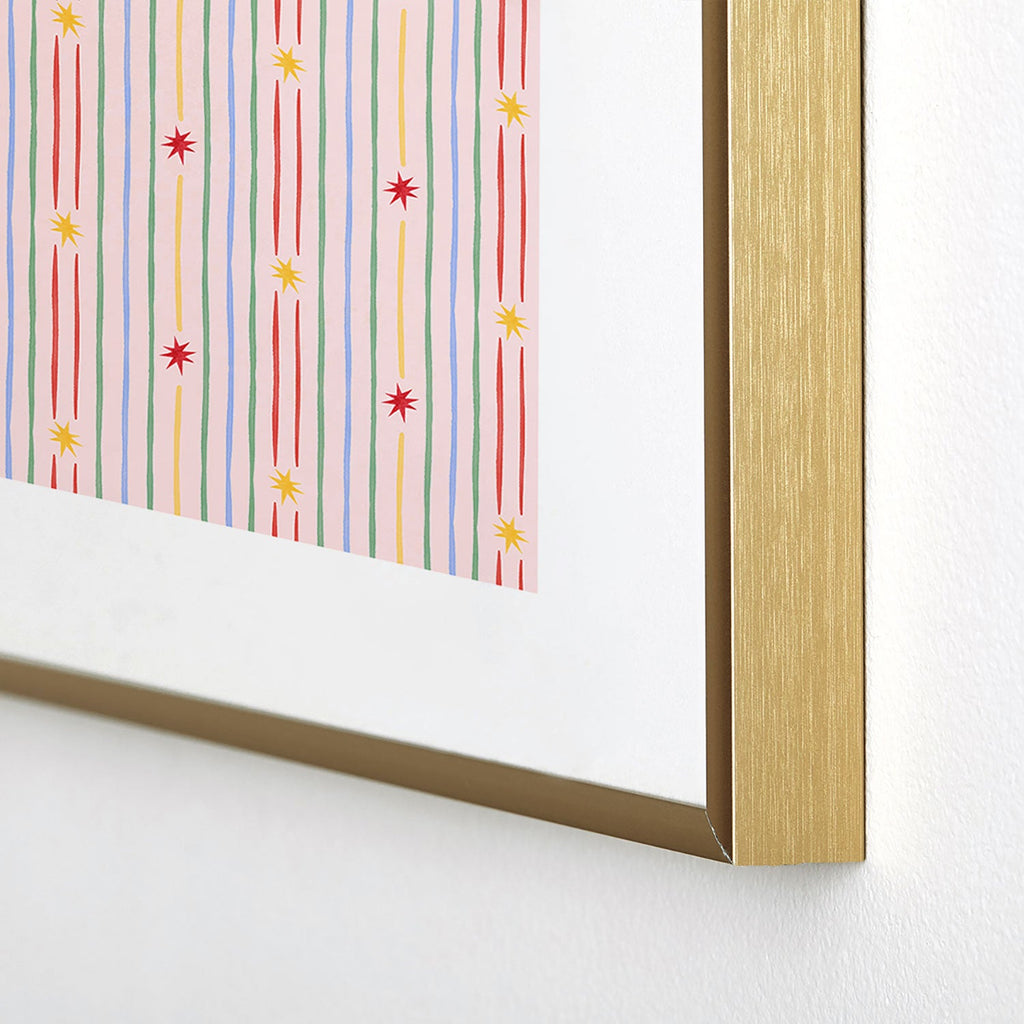 Love_Ryming Festive Starry Stripes Metal Framed Art Print