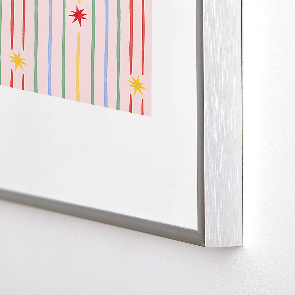 Love_Ryming Festive Starry Stripes Metal Framed Art Print