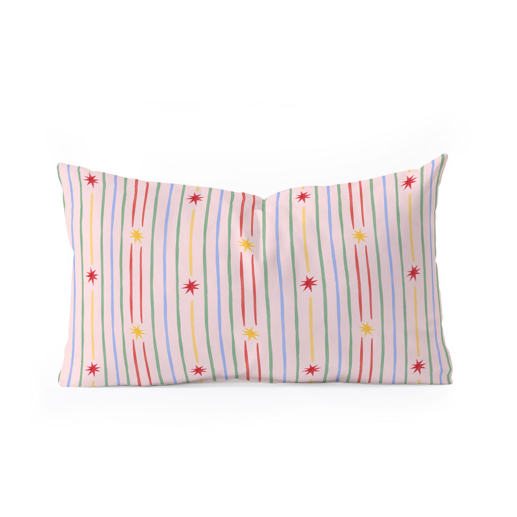 Love_Ryming Festive Starry Stripes Oblong Throw Pillow