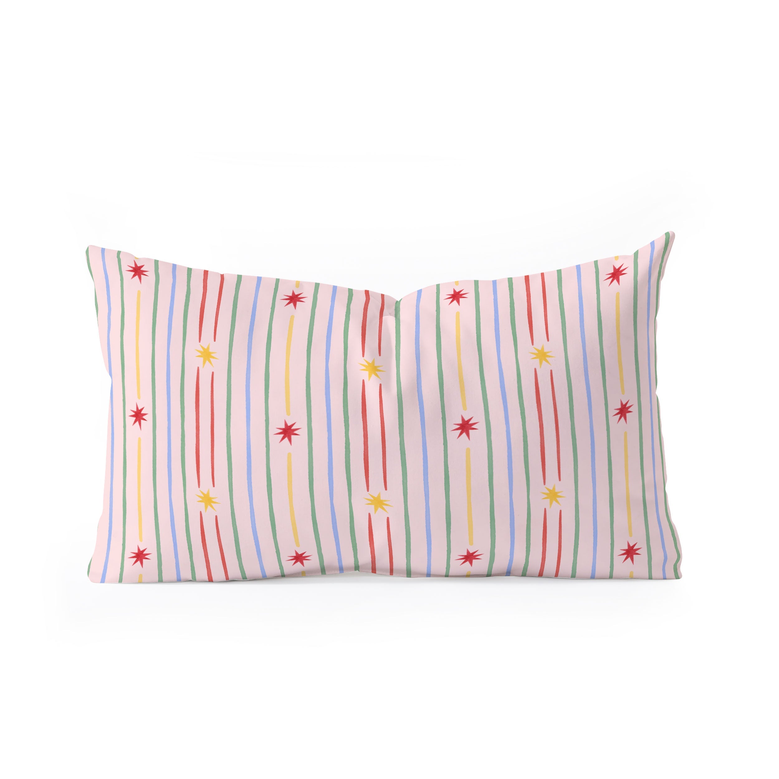 Love_Ryming Festive Starry Stripes Oblong Throw Pillow