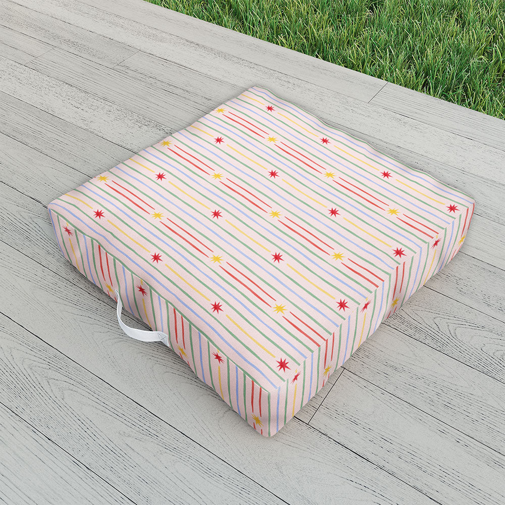 Love_Ryming Festive Starry Stripes Outdoor Floor Cushion