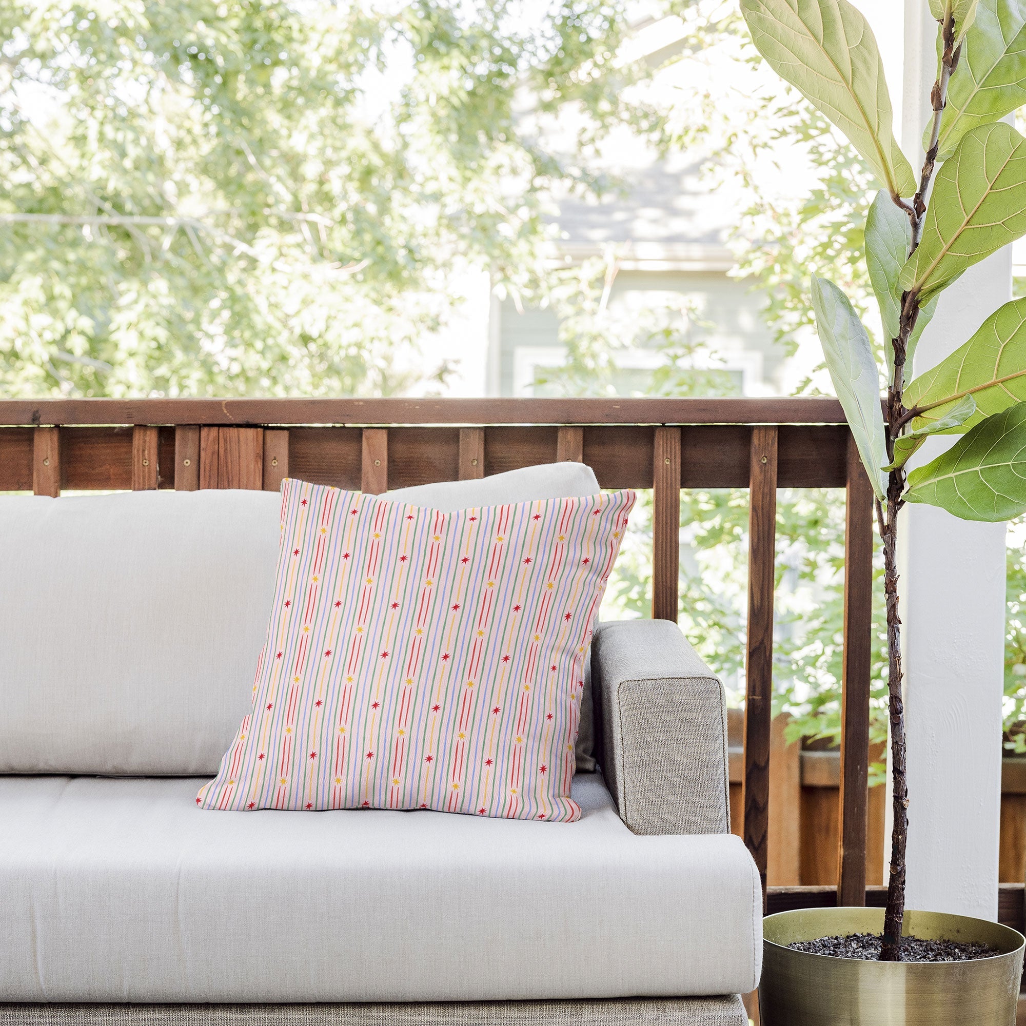 Love_Ryming Festive Starry Stripes Outdoor Throw Pillow