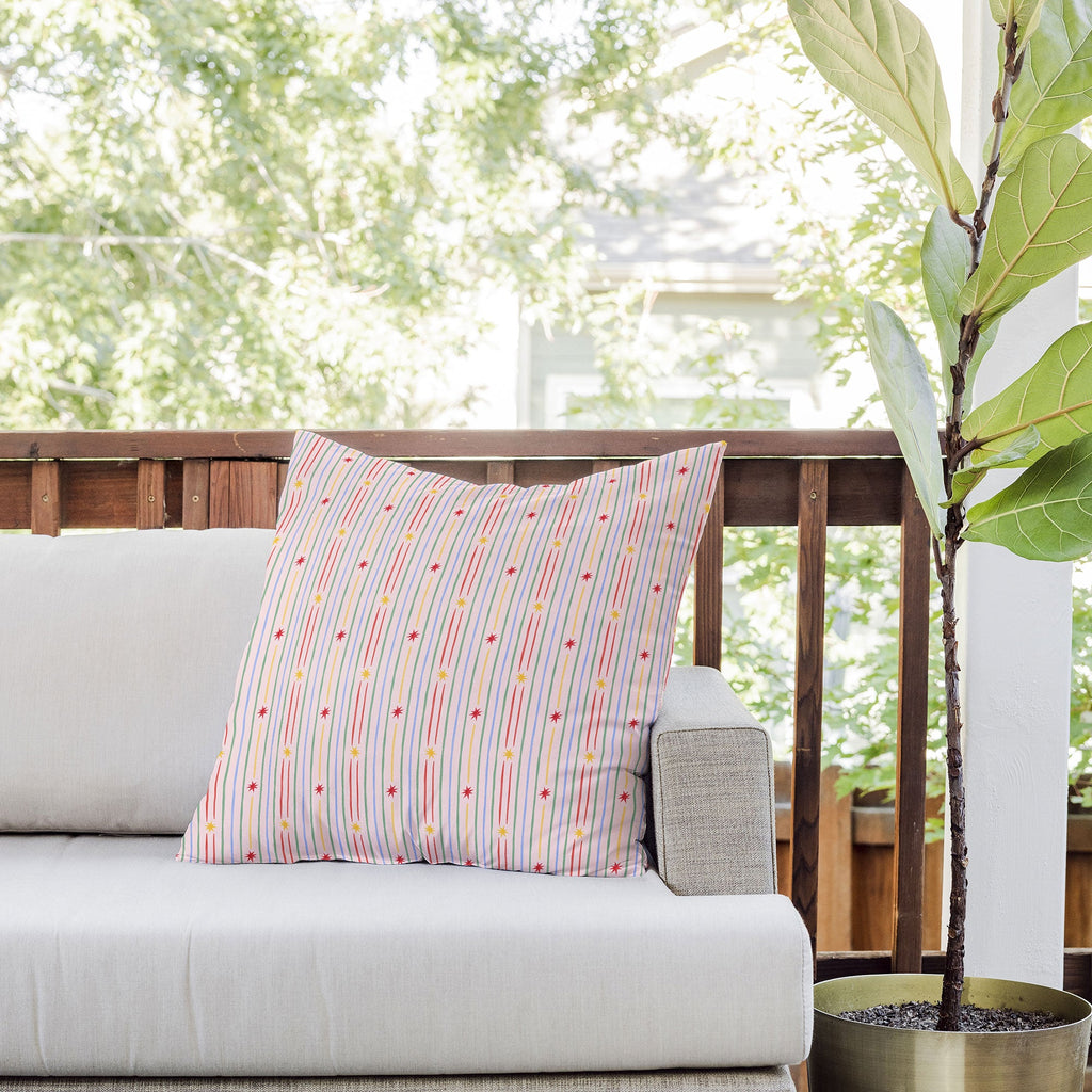 Love_Ryming Festive Starry Stripes Outdoor Throw Pillow