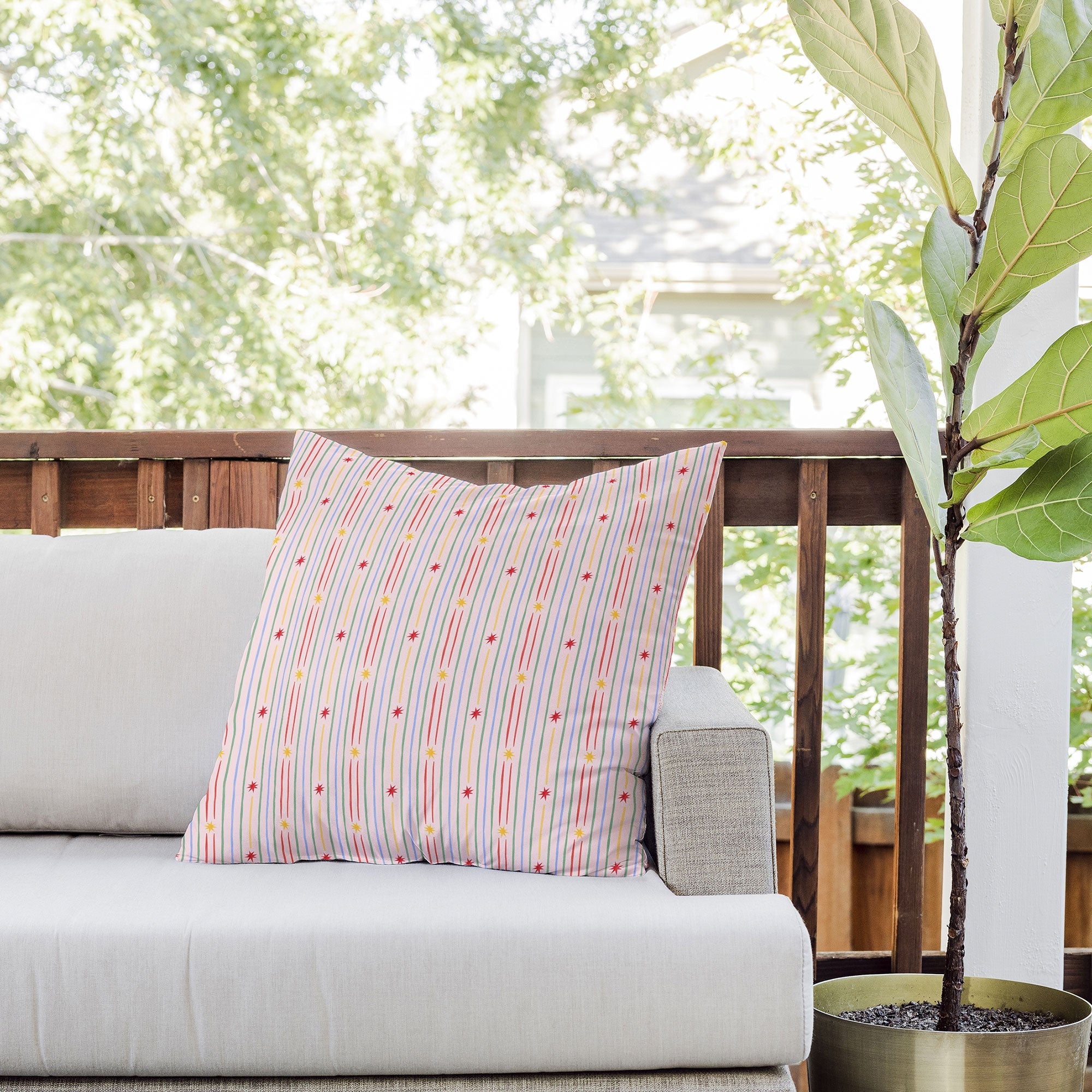 Love_Ryming Festive Starry Stripes Outdoor Throw Pillow