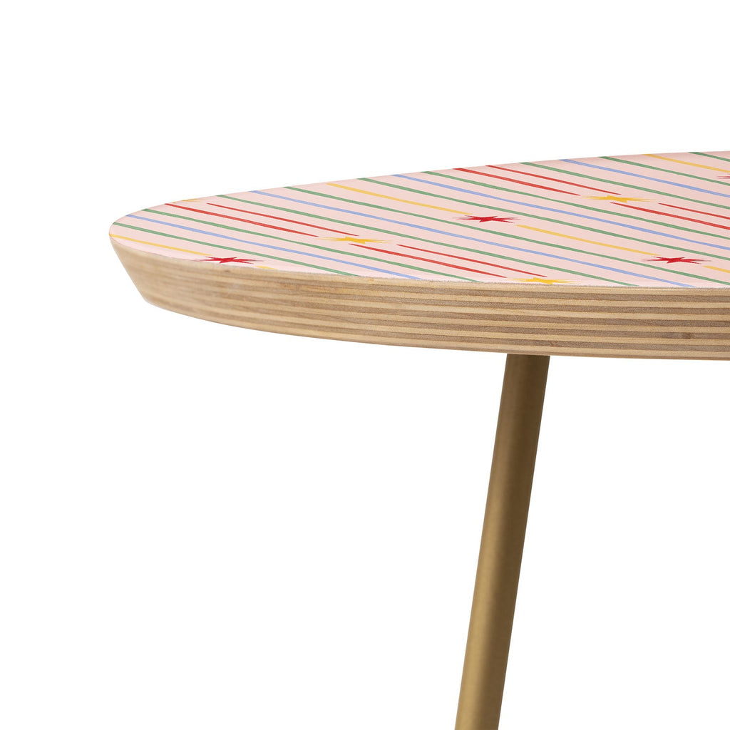Love_Ryming Festive Starry Stripes Round Side Table