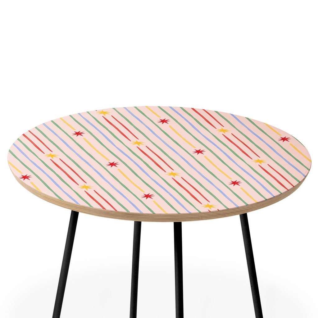 Love_Ryming Festive Starry Stripes Round Side Table