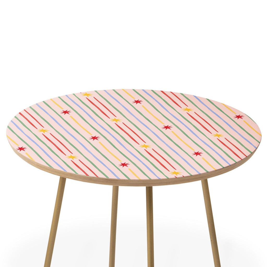Love_Ryming Festive Starry Stripes Round Side Table