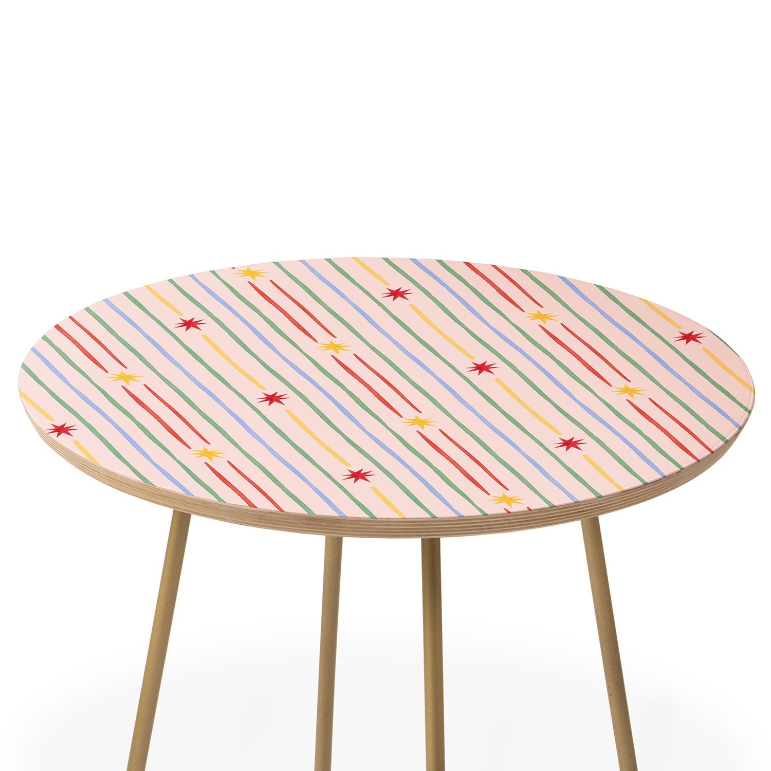 Love_Ryming Festive Starry Stripes Round Side Table