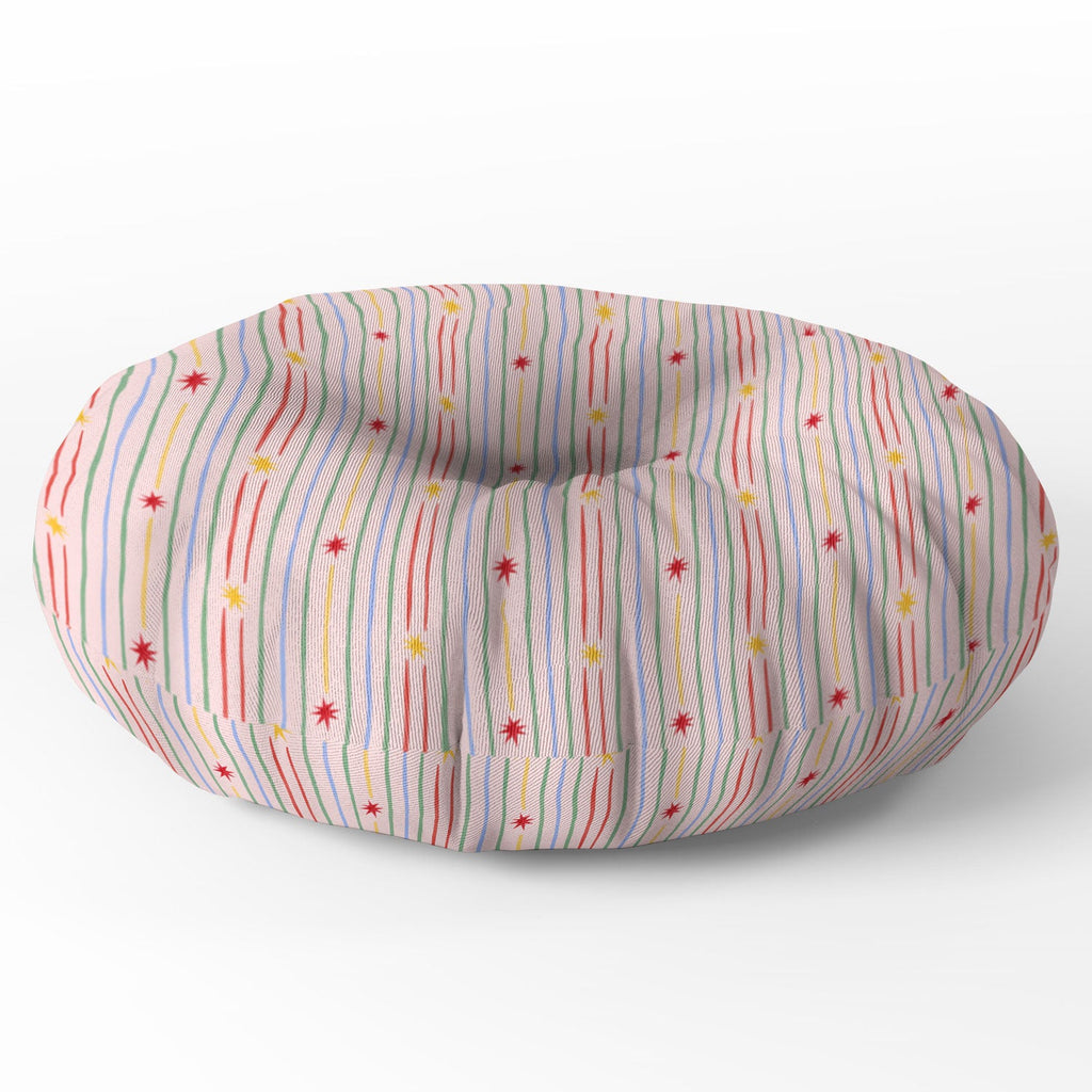 Love_Ryming Festive Starry Stripes Floor Pillow Round