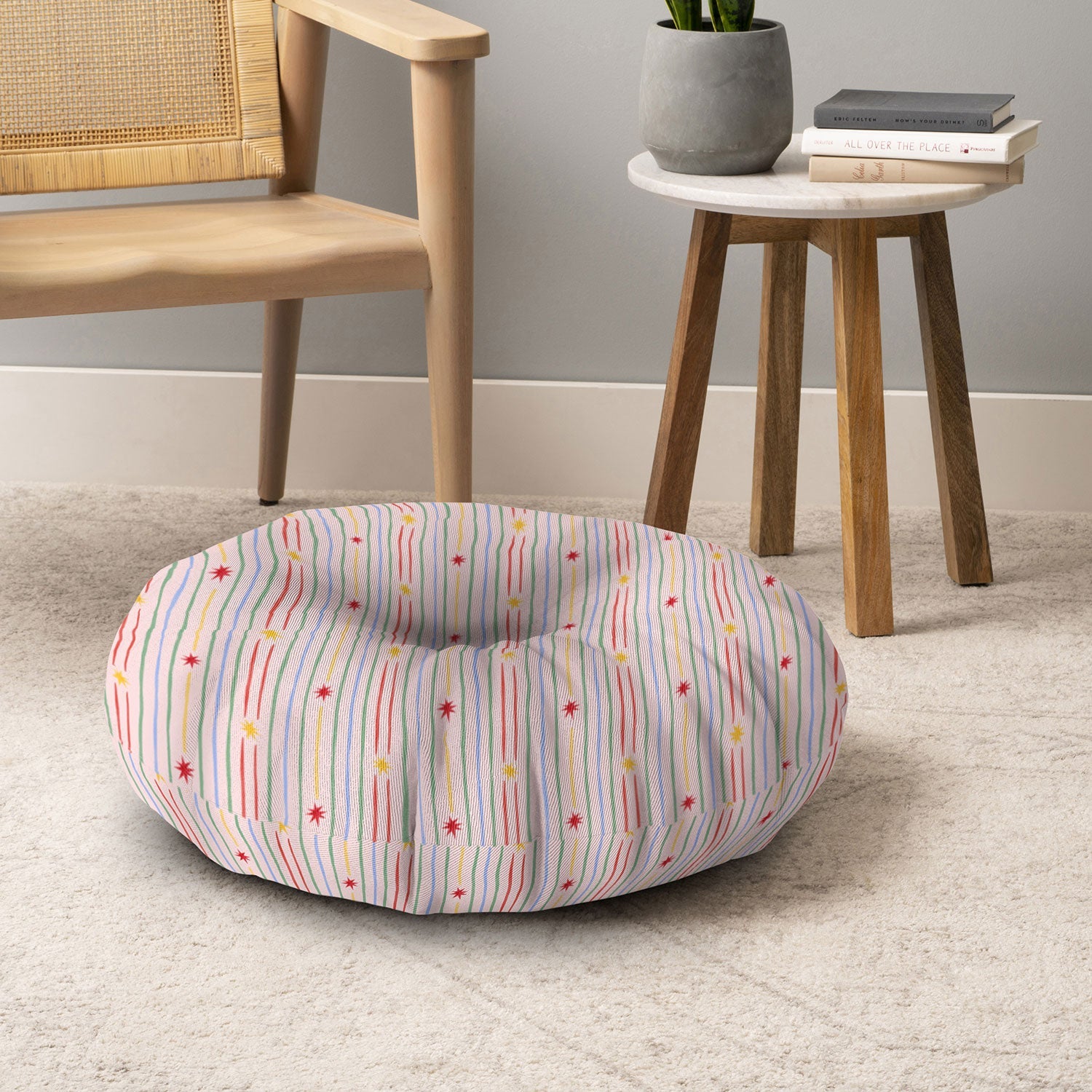 Love_Ryming Festive Starry Stripes Floor Pillow Round