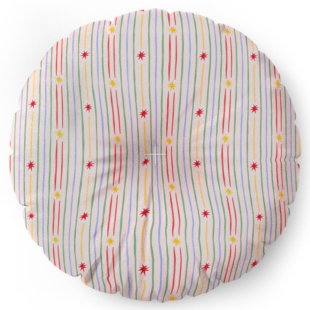 Love_Ryming Festive Starry Stripes Floor Pillow Round