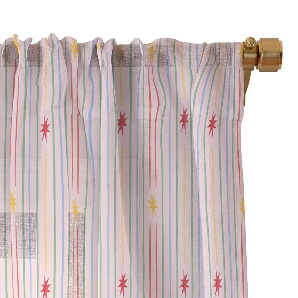 Love_Ryming Festive Starry Stripes Sheer Window Curtain