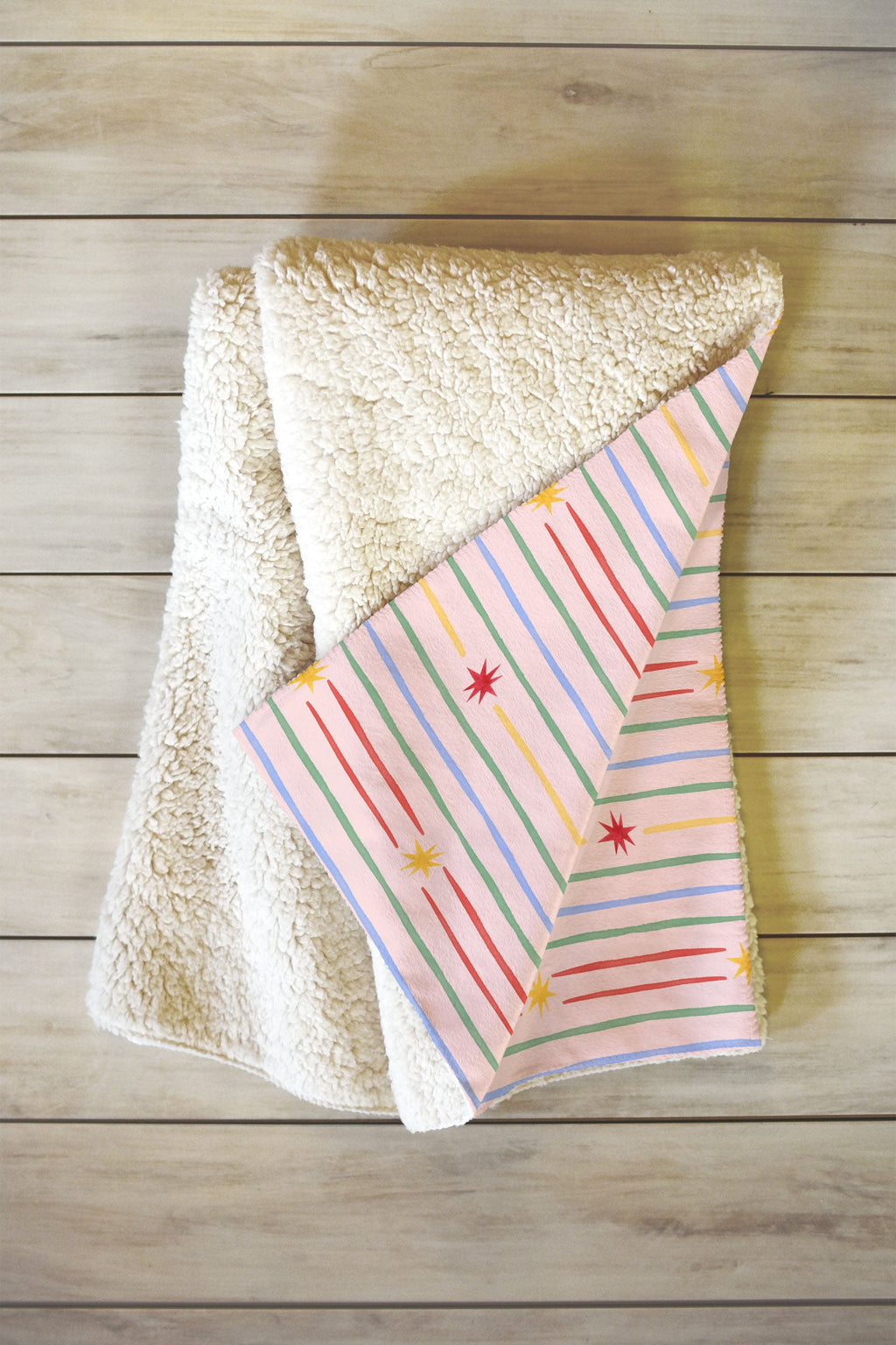 Love_Ryming Festive Starry Stripes Fleece Throw Blanket
