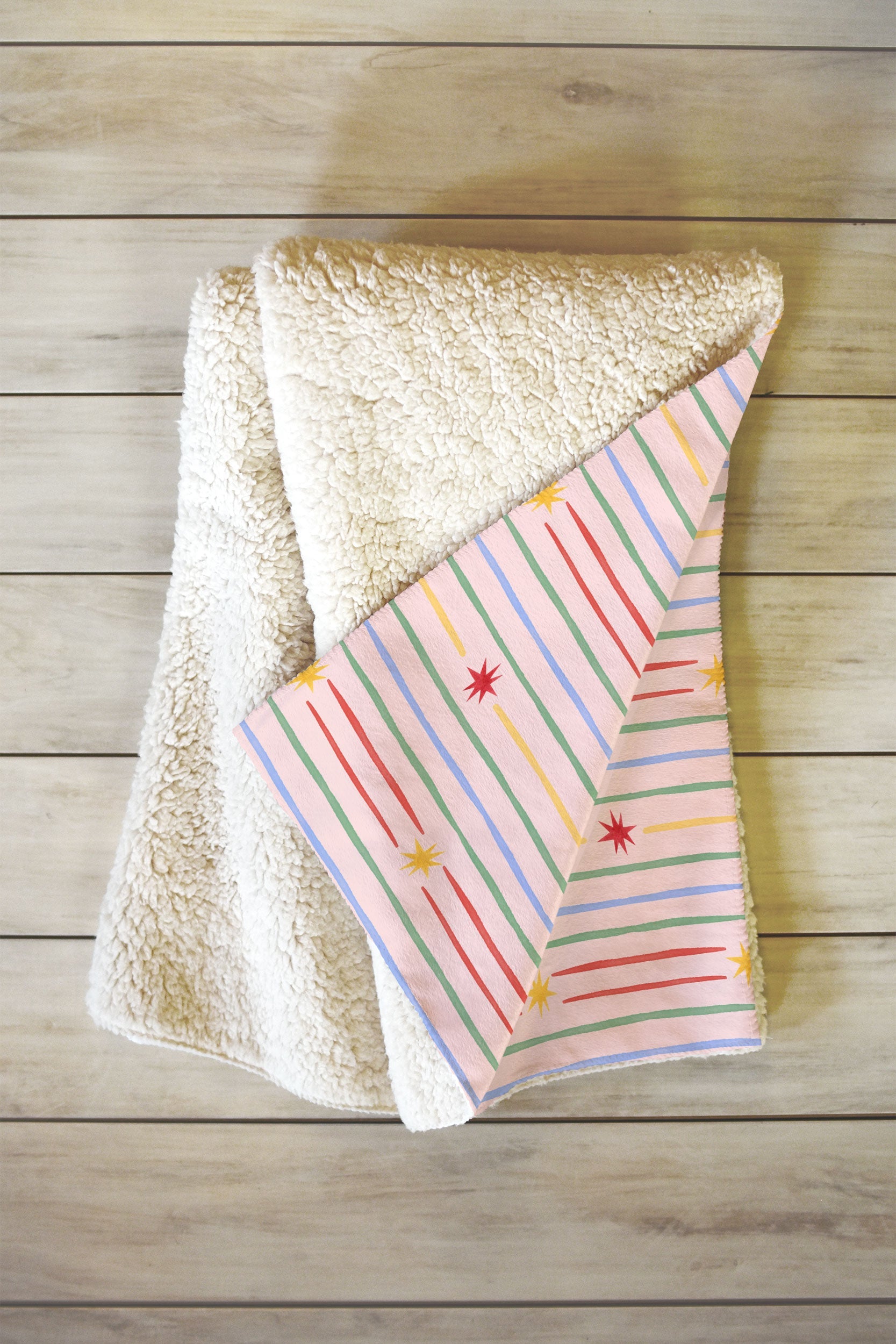 Love_Ryming Festive Starry Stripes Fleece Throw Blanket
