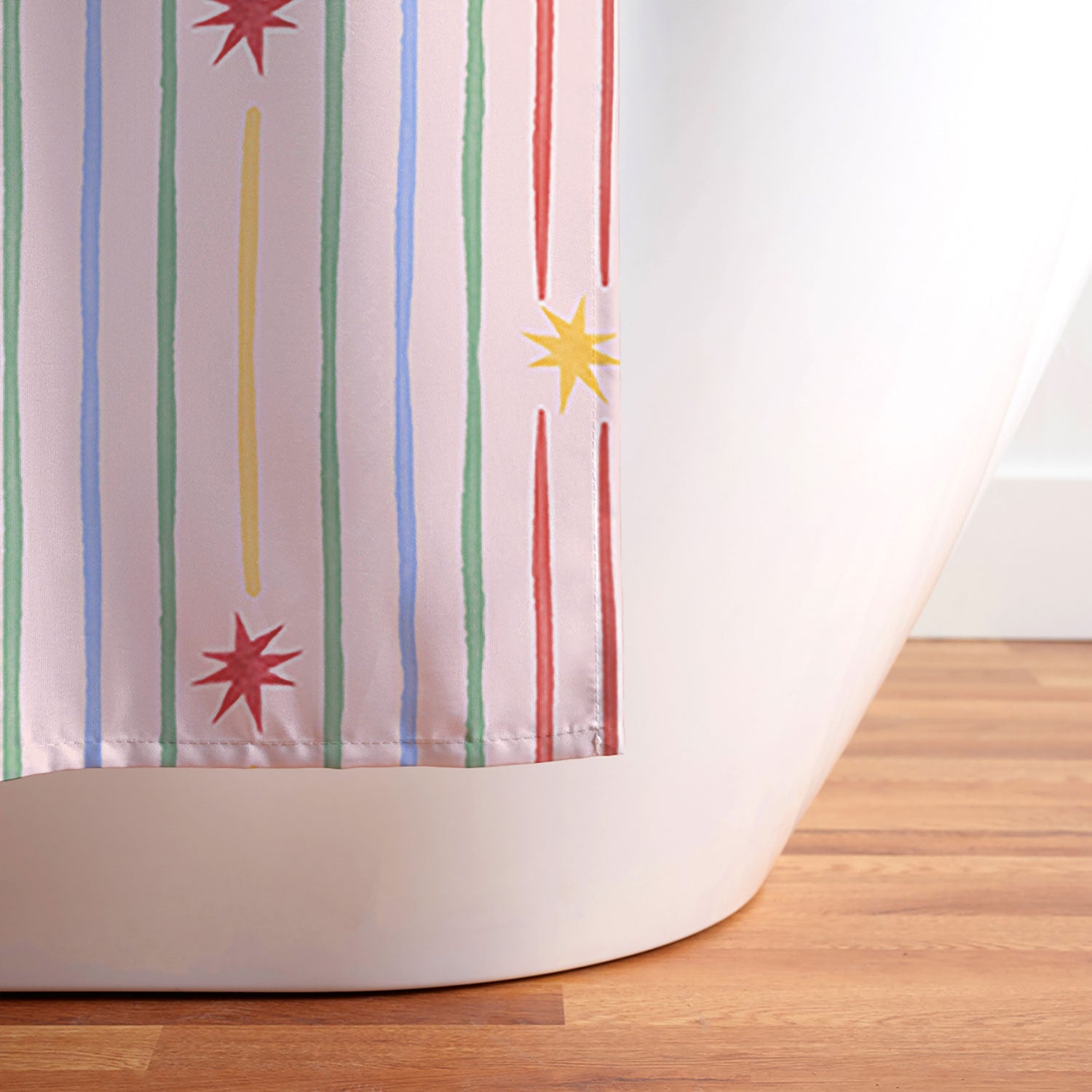 Love_Ryming Festive Starry Stripes Shower Curtain