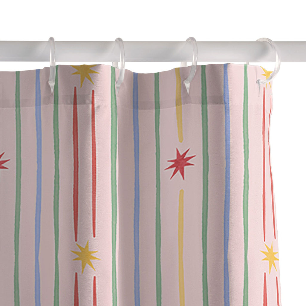 Love_Ryming Festive Starry Stripes Shower Curtain