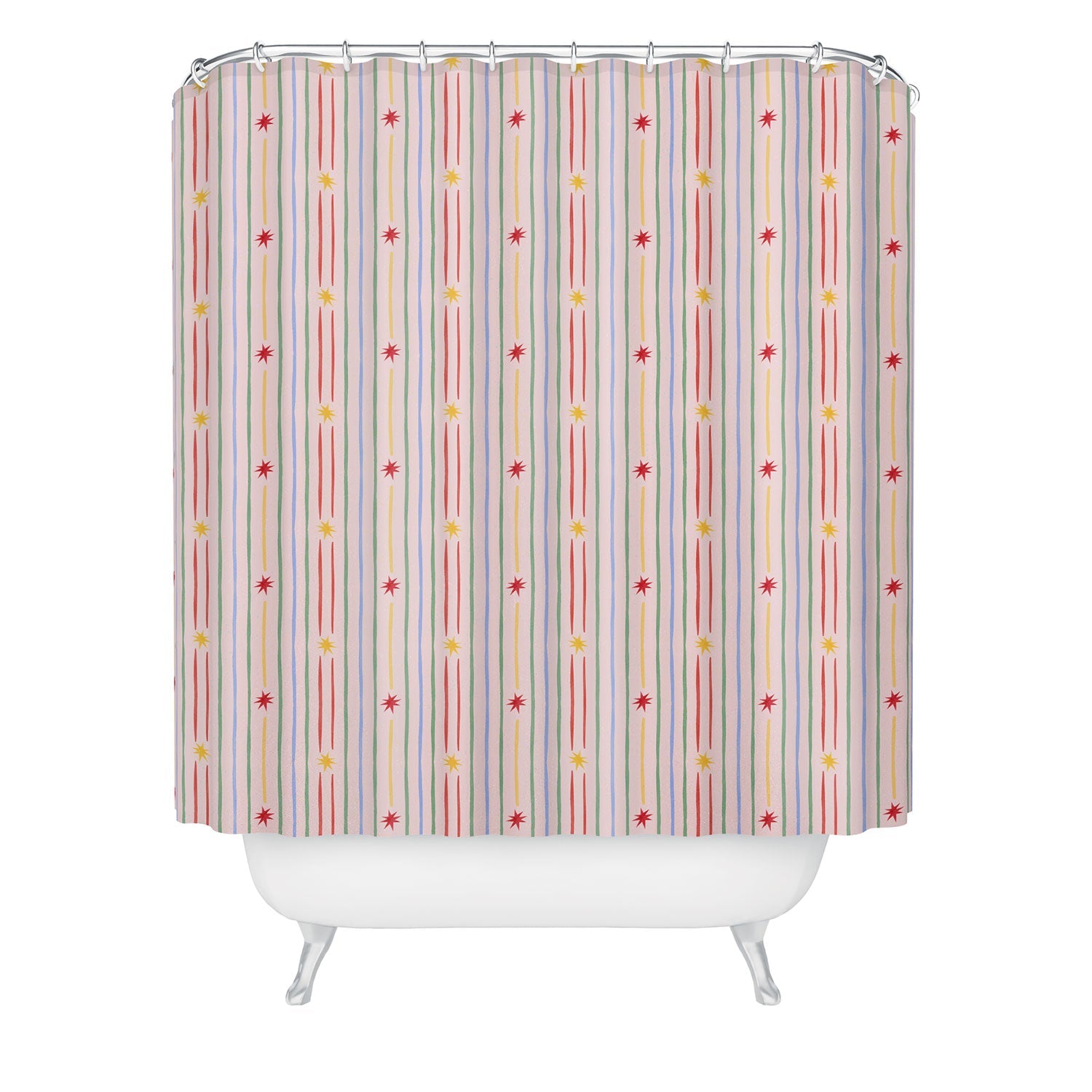Love_Ryming Festive Starry Stripes Shower Curtain
