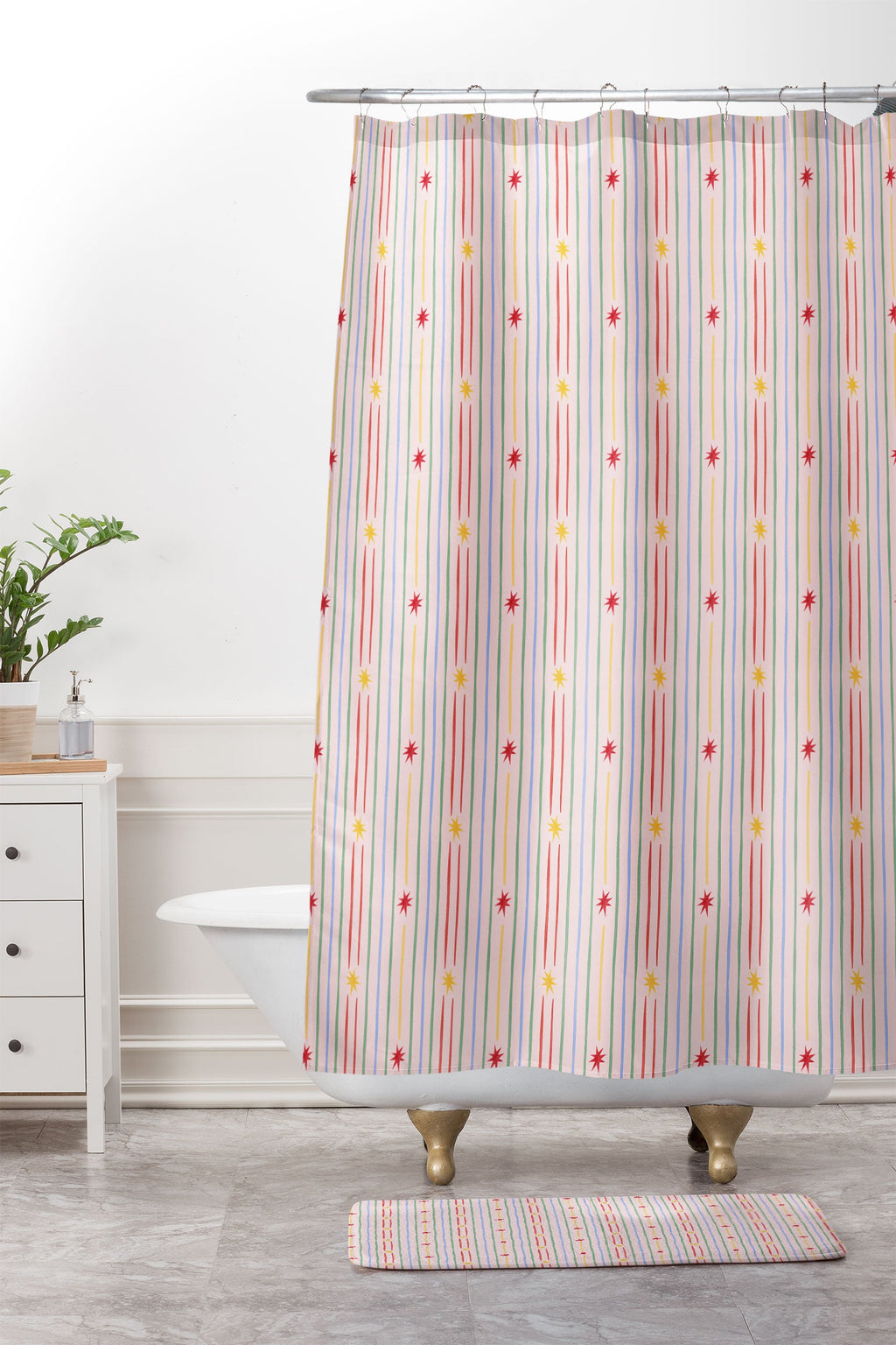 Love_Ryming Festive Starry Stripes Memory Foam Bath Mat
