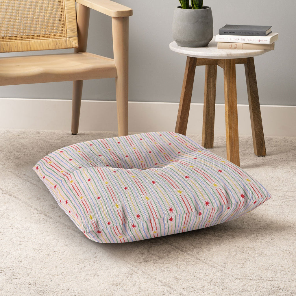 Love_Ryming Festive Starry Stripes Floor Pillow Square