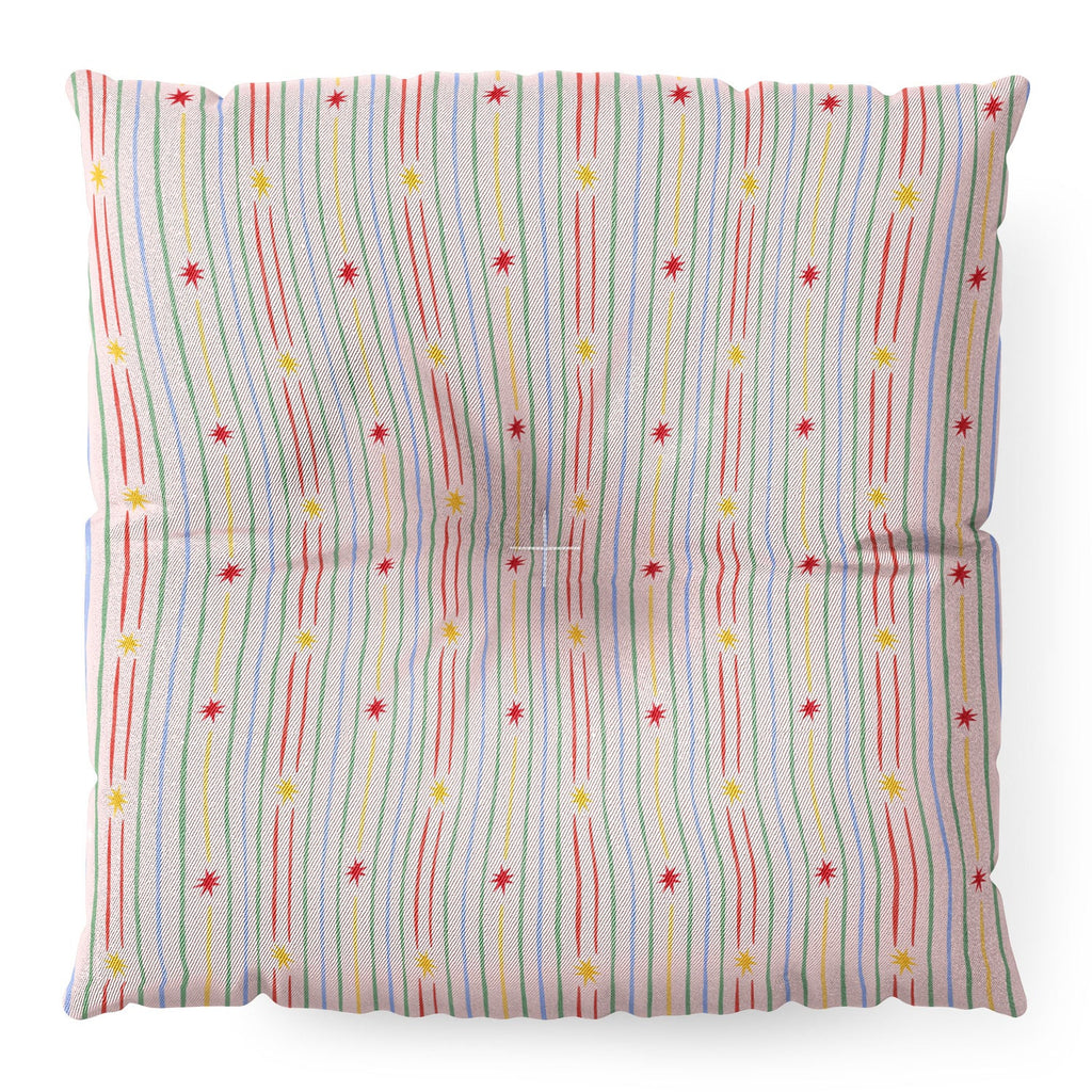 Love_Ryming Festive Starry Stripes Floor Pillow Square