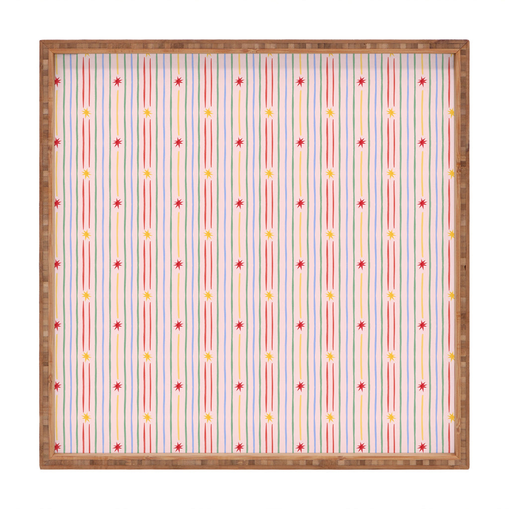 Love_Ryming Festive Starry Stripes Square Tray