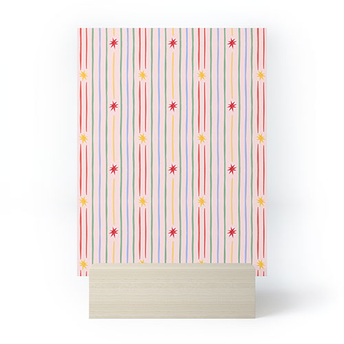 Love_Ryming Festive Starry Stripes Mini Art Print