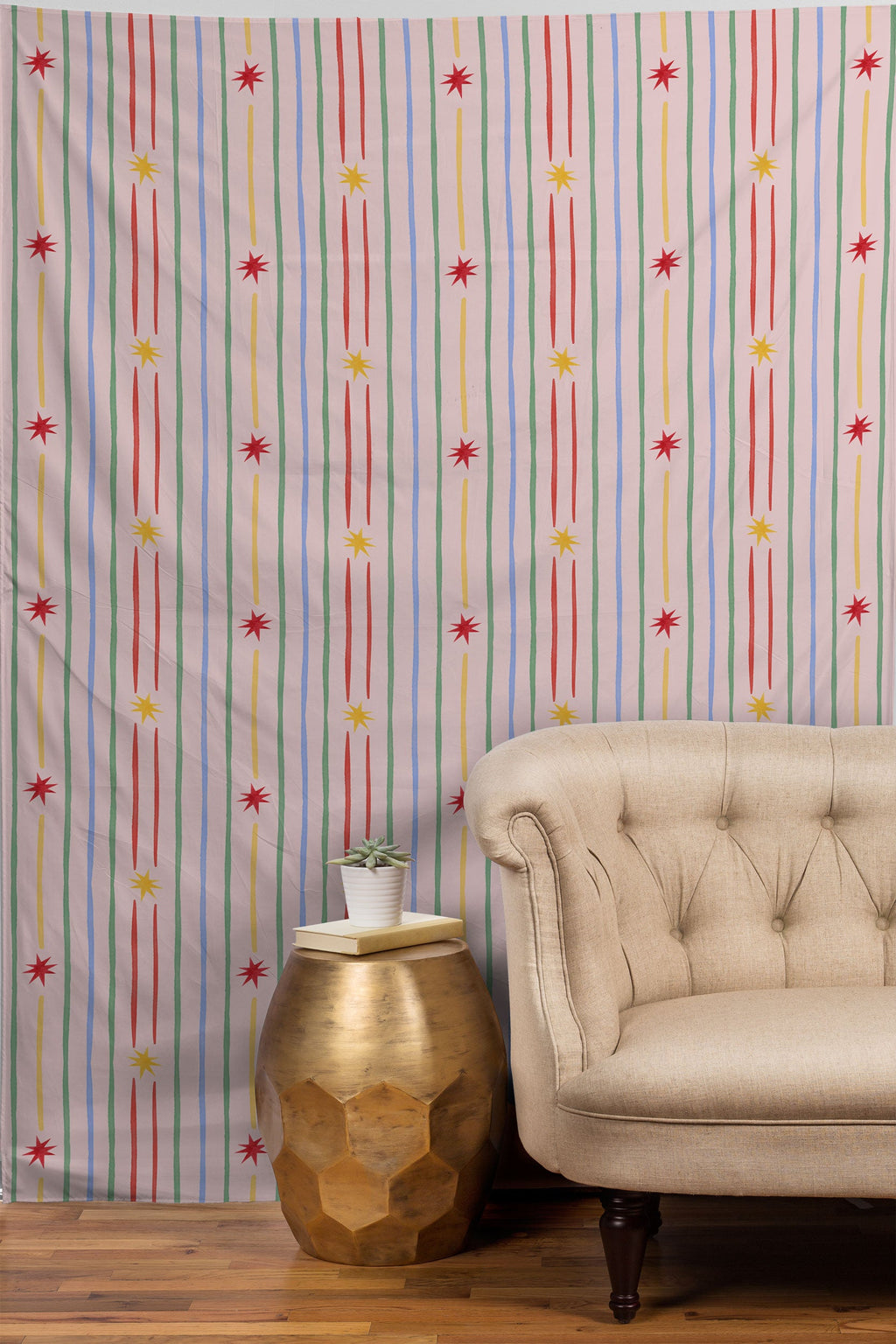 Love_Ryming Festive Starry Stripes Tapestry