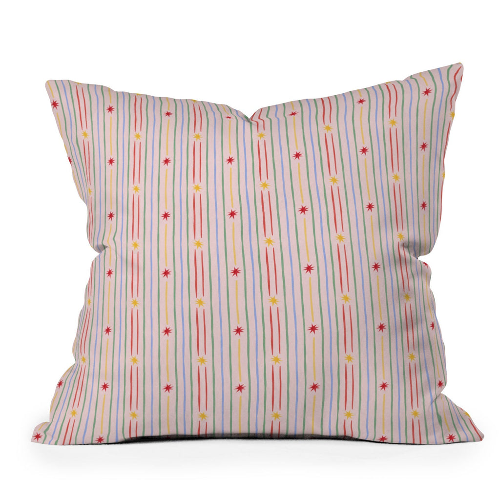 Love_Ryming Festive Starry Stripes Throw Pillow