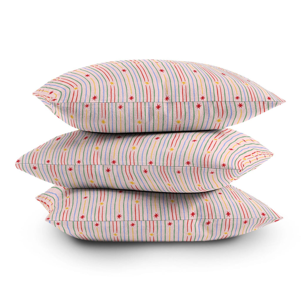 Love_Ryming Festive Starry Stripes Throw Pillow