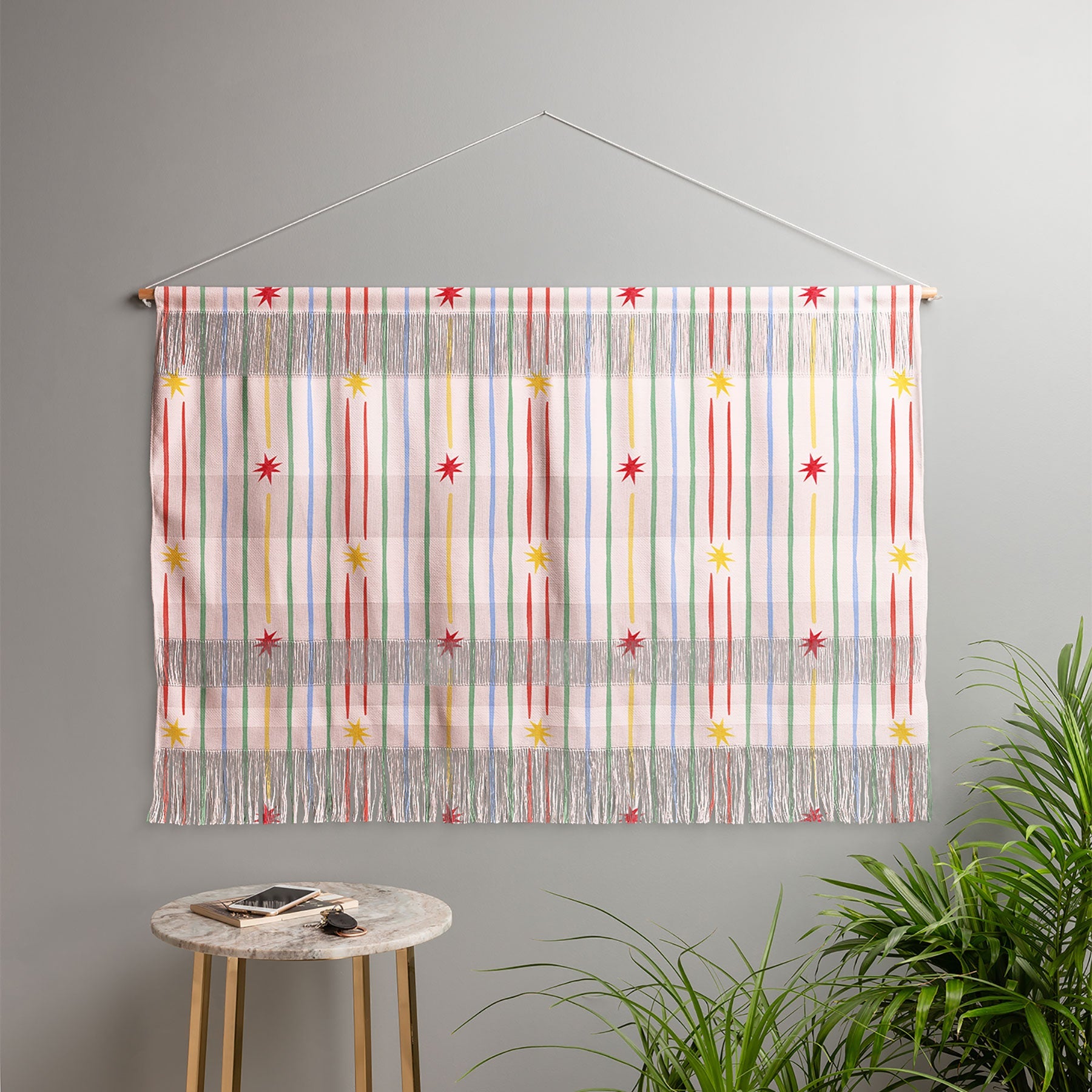 Love_Ryming Festive Starry Stripes Wall Hanging Landscape