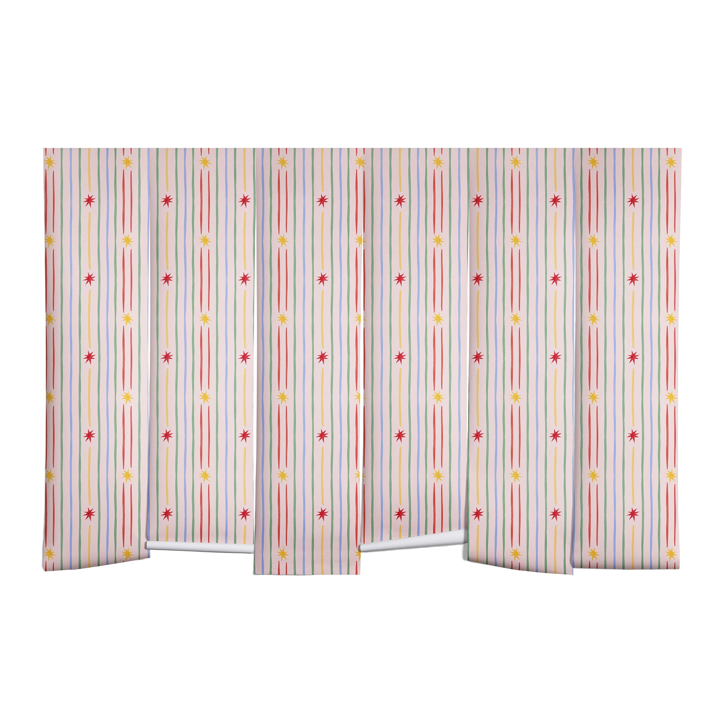 Love_Ryming Festive Starry Stripes Wall Mural