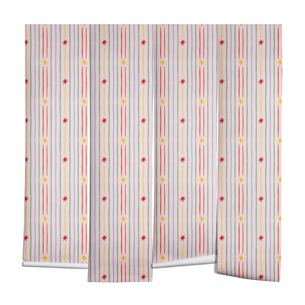 Love_Ryming Festive Starry Stripes Wall Mural