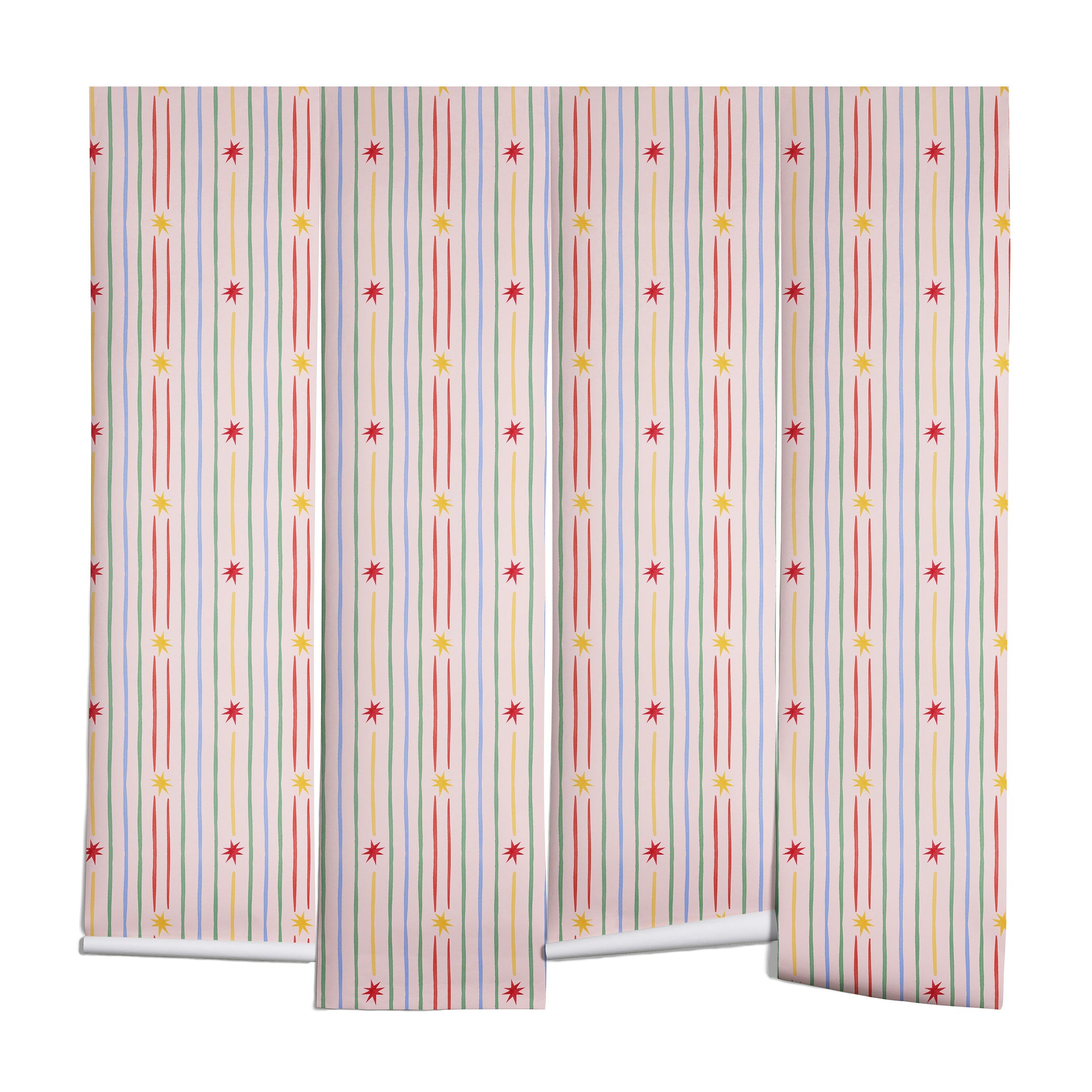 Love_Ryming Festive Starry Stripes Wall Mural