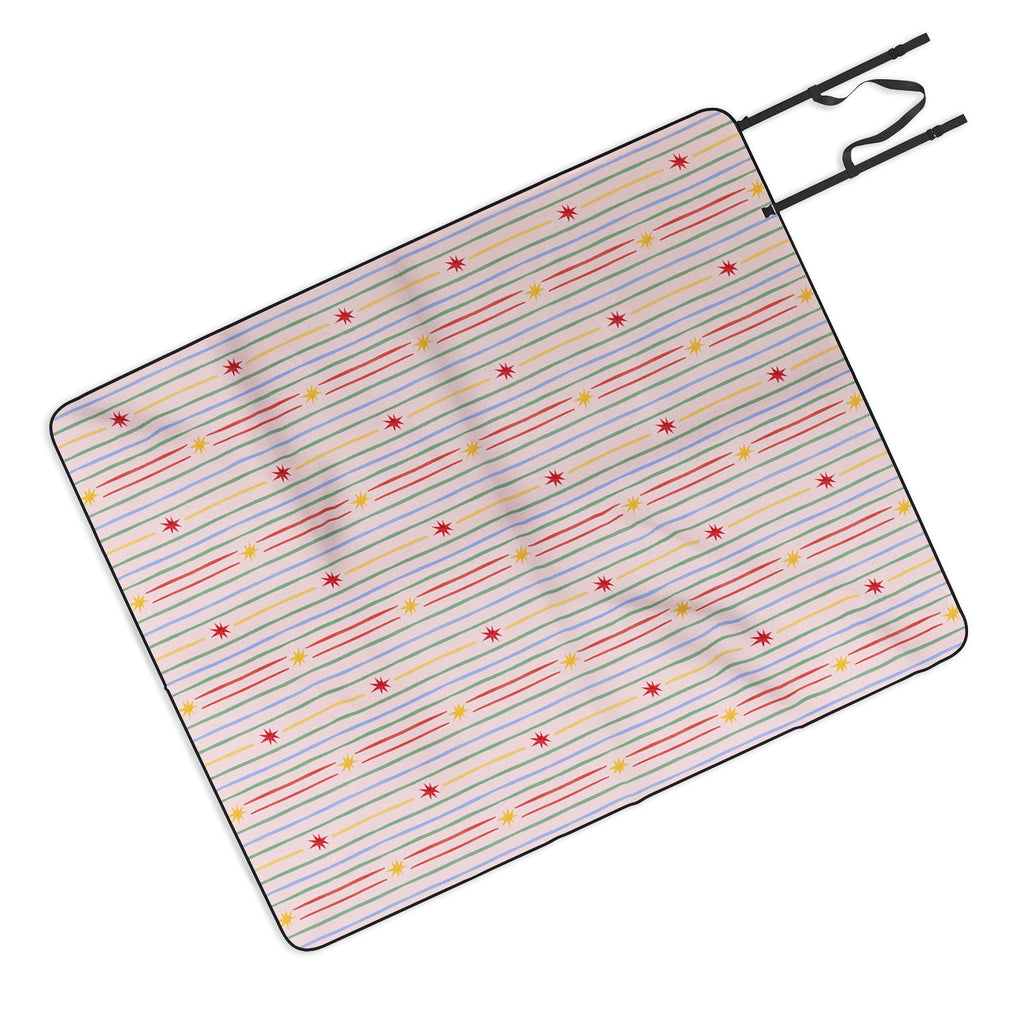 Love_Ryming Festive Starry Stripes Picnic Blanket