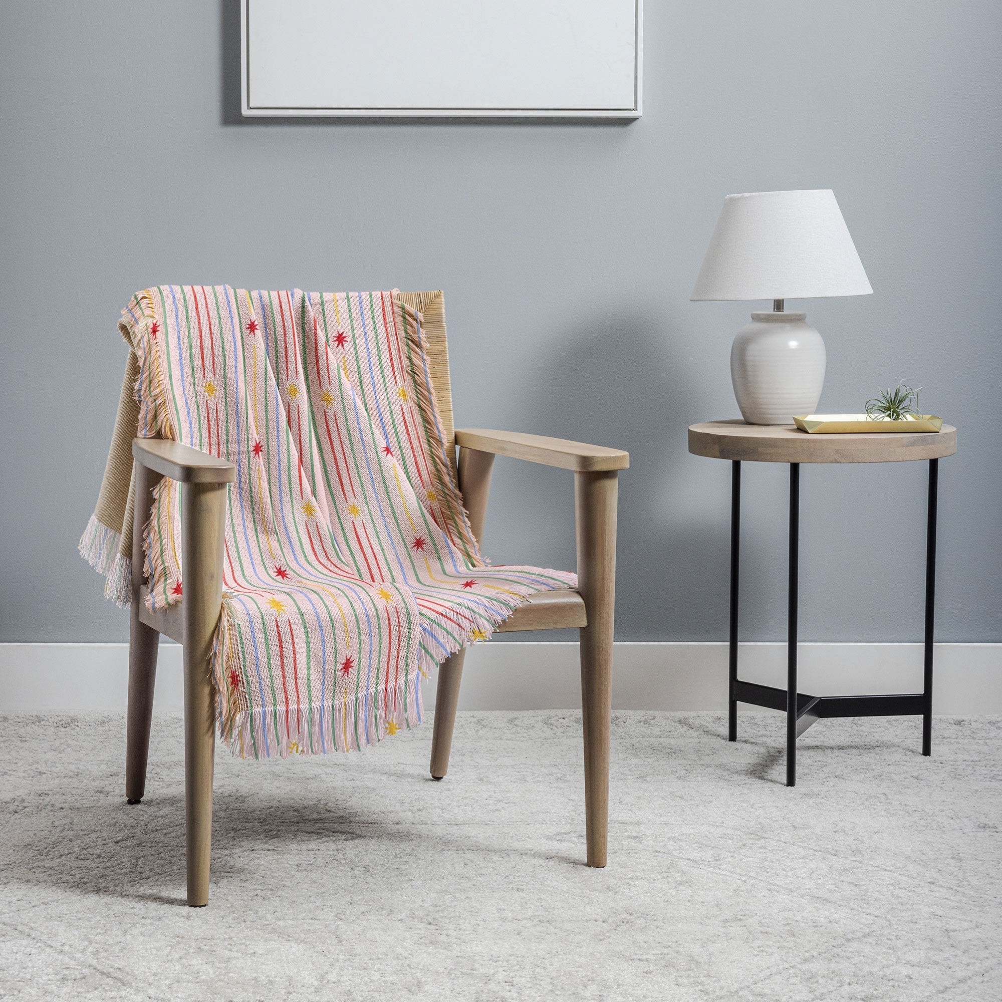 Love_Ryming Festive Starry Stripes Throw Blanket