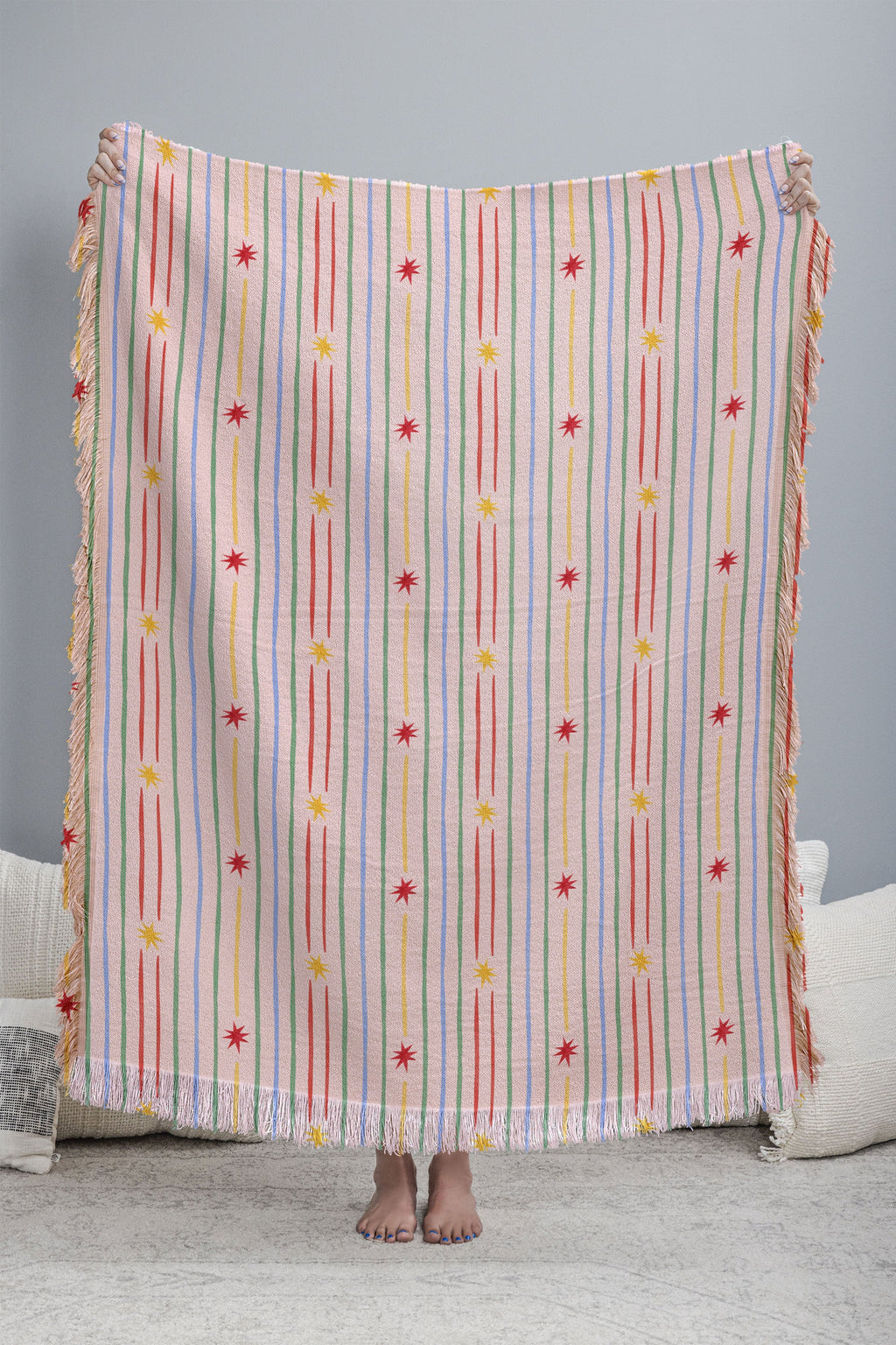 Love_Ryming Festive Starry Stripes Throw Blanket