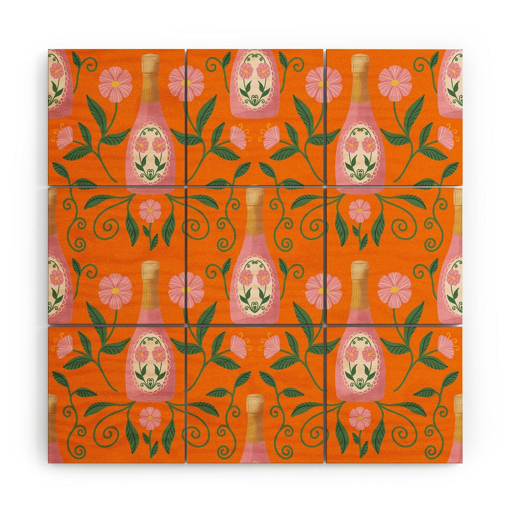 Design by Spark Rose Bubbly And Florals Wood Wall Mural