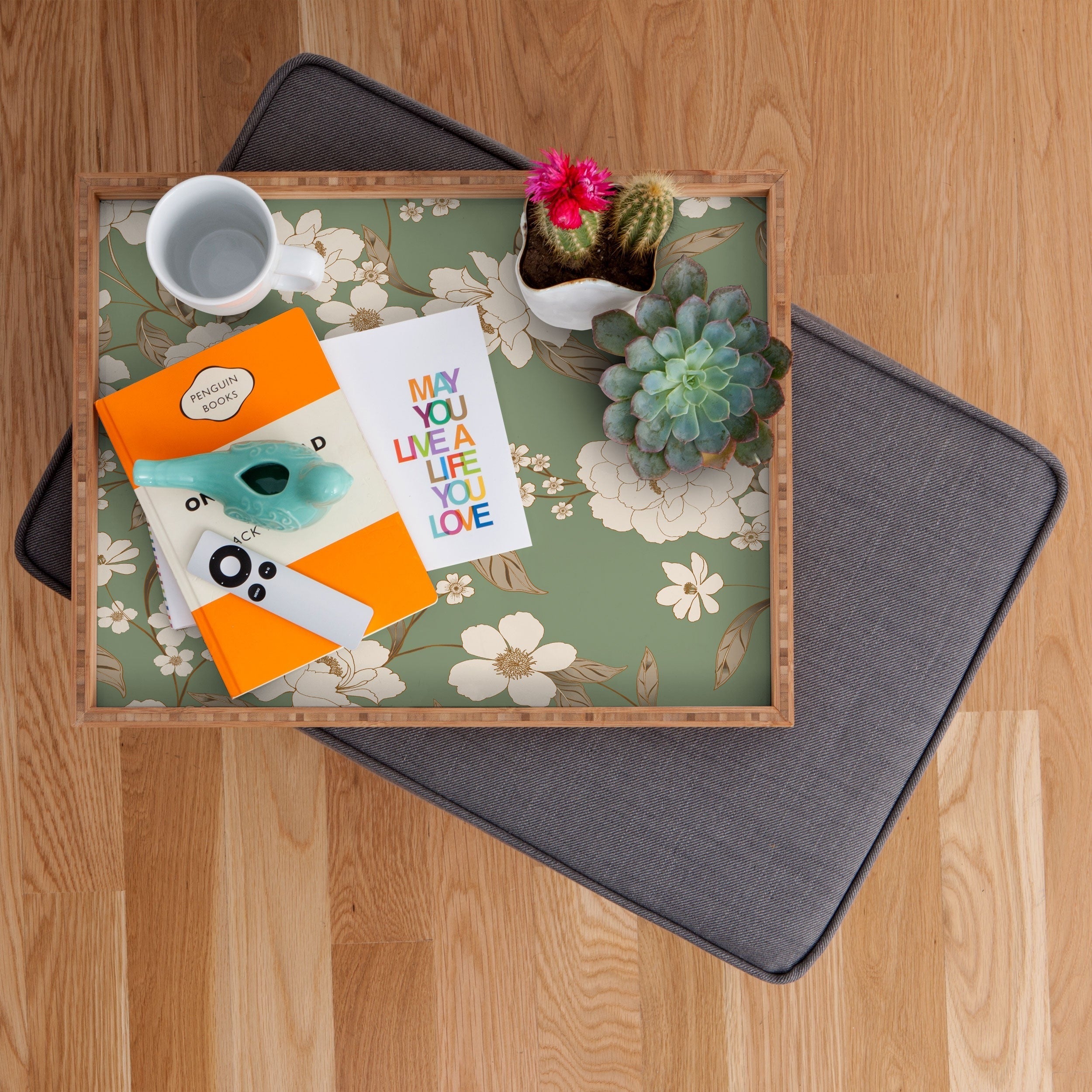 Gabriela Fuente Olive Floral Roberta Rectangular Tray