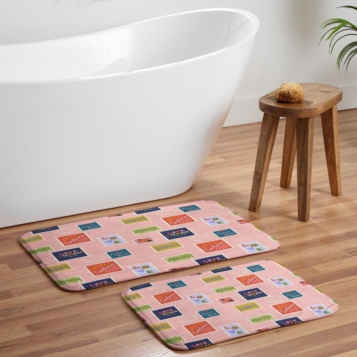 Design by Spark Love Human Made Stamps Memory Foam Bath Mat